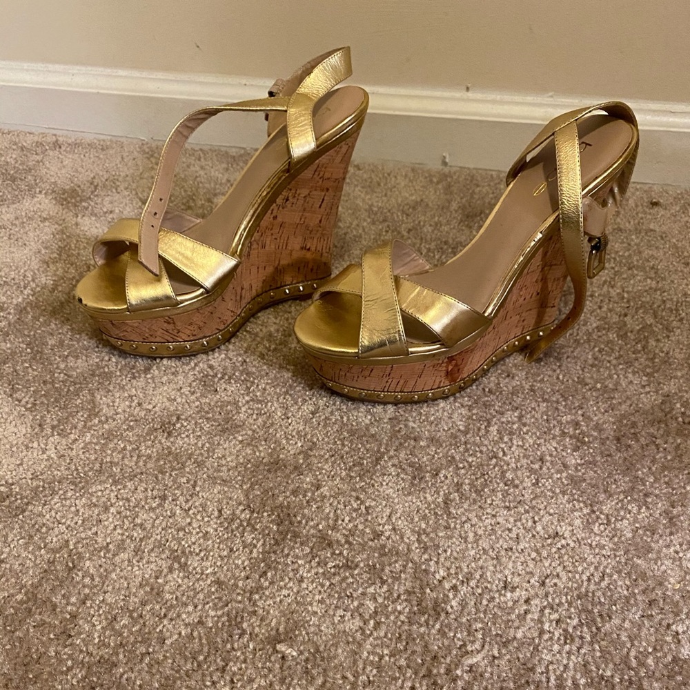 Bebe gold wedges size 7 1/2